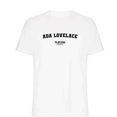 Ada Lovelace t-shirt – white men's t-shirt with black Ada Lovelace letters and Players Couture logo on the chest
