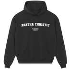 Agatha Christie hoodie – black men's hoodie with white Agatha Christie letters and Players Couture logo on the chest
