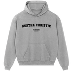 Agatha Christie hoodie – grey men's hoodie with black Agatha Christie letters and Players Couture logo on the chest