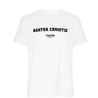 Agatha Christie t-shirt – white men's t-shirt with black Agatha Christie letters and Players Couture logo on the chest
