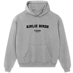 Airlie Birds hoodie – grey men's hoodie with black Airlie Birds letters and Players Couture logo on the chest