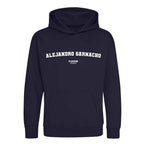 Alejandro Garnacho hoodie – navy kids' hoodie with white Alejandro Garnacho letters and Players Couture logo on the chest