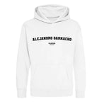 Alejandro Garnacho hoodie – white kids' hoodie with black Alejandro Garnacho letters and Players Couture logo on the chest