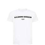 Alejandro Garnacho t-shirt – white kids' t-shirt with black Alejandro Garnacho letters and Players Couture logo on the chest