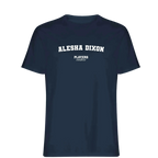 Alesha Dixon t-shirt – navy men's t-shirt with white Alesha Dixon letters and Players Couture logo on the chest