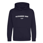 Alexander Isak hoodie – navy kids' hoodie with white Alexander Isak letters and Players Couture logo on the chest