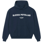 Alexia Putellas hoodie – navy men's hoodie with white Alexia Putellas letters and Players Couture logo on the chest