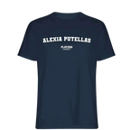 Alexia Putellas t-shirt – navy men's t-shirt with white Alexia Putellas letters and Players Couture logo on the chest