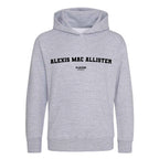 Alexis Mac Allister hoodie – grey kids' hoodie with black Alexis Mac Allister letters and Players Couture logo on the chest