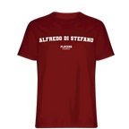 Alfredo Di Stefano t-shirt – red men's t-shirt with white Alfredo Di Stefano letters and Players Couture logo on the chest