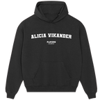Alicia Vikander hoodie – black men's hoodie with white Alicia Vikander letters and Players Couture logo on the chest