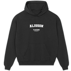 Black Players Couture men's hoodie with 'ALISSON' text, sporty fanwear, front pocket