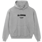 Grey Players Couture men's casual hoodie with 'ALISSON' text and front pocket