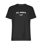 All Saints t-shirt – black men's t-shirt with white All Saints letters and Players Couture logo on the chest