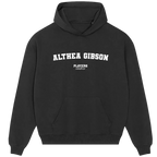 Althea Gibson hoodie – black men's hoodie with white Althea Gibson letters and Players Couture logo on the chest