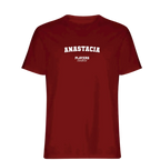 Anastacia t-shirt – red men's t-shirt with white Anastacia letters and Players Couture logo on the chest