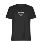 Andre t-shirt – black men's t-shirt with white Andre letters and Players Couture logo on the chest
