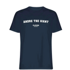 Andre The Giant t-shirt – navy men's t-shirt with white Andre The Giant letters and Players Couture logo on the chest