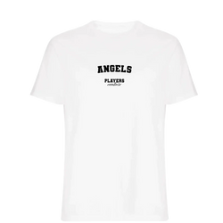 Angels t-shirt – white men's t-shirt with black Angels letters and Players Couture logo on the chest