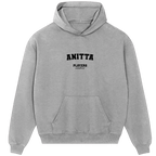 Anitta hoodie – grey men's hoodie with black Anitta letters and Players Couture logo on the chest