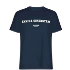 Annika Sorenstam t-shirt – navy men's t-shirt with white Annika Sorenstam letters and Players Couture logo on the chest