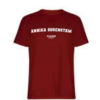 Annika Sorenstam t-shirt – red men's t-shirt with white Annika Sorenstam letters and Players Couture logo on the chest