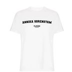 Annika Sorenstam t-shirt – white men's t-shirt with black Annika Sorenstam letters and Players Couture logo on the chest