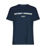 Anthony Edwards t-shirt – navy men's t-shirt with white Anthony Edwards letters and Players Couture logo on the chest