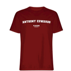 Anthony Edwards t-shirt – red men's t-shirt with white Anthony Edwards letters and Players Couture logo on the chest