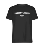 Anthony Joshua t-shirt – black men's t-shirt with white Anthony Joshua letters and Players Couture logo on the chest