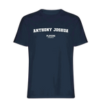Anthony Joshua t-shirt – navy men's t-shirt with white Anthony Joshua letters and Players Couture logo on the chest