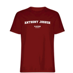 Anthony Joshua t-shirt – red men's t-shirt with white Anthony Joshua letters and Players Couture logo on the chest