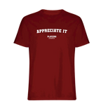Appreciate It t-shirt – red men's t-shirt with white Appreciate It letters and Players Couture logo on the chest