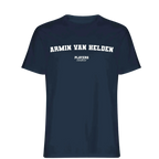 Armin Van Helden t-shirt – navy men's t-shirt with white Armin Van Helden letters and Players Couture logo on the chest