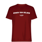 Armin Van Helden t-shirt – red men's t-shirt with white Armin Van Helden letters and Players Couture logo on the chest