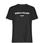 Arnold Palmer t-shirt – black men's t-shirt with white Arnold Palmer letters and Players Couture logo on the chest