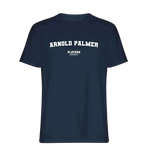 Arnold Palmer t-shirt – navy men's t-shirt with white Arnold Palmer letters and Players Couture logo on the chest