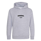 Arsenal hoodie – grey kids' hoodie with black Arsenal letters and Players Couture logo on the chest