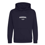 Arsenal hoodie – navy kids' hoodie with white Arsenal letters and Players Couture logo on the chest