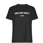 Ashleigh Barty t-shirt – black men's t-shirt with white Ashleigh Barty letters and Players Couture logo on the chest