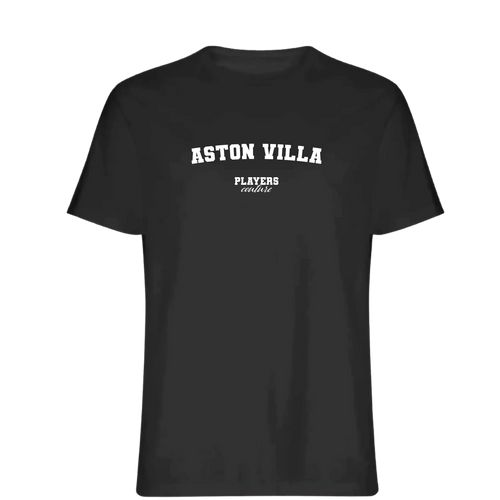 Aston Villa t-shirt – black men's t-shirt with white Aston Villa letters and Players Couture logo on the chest