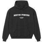 Austin Powers hoodie – black men's hoodie with white Austin Powers letters and Players Couture logo on the chest