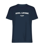 Avril Lavigne t-shirt – navy men's t-shirt with white Avril Lavigne letters and Players Couture logo on the chest