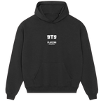 BTS hoodie – black men's hoodie with white BTS letters and Players Couture logo on the chest