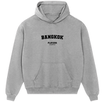 Bangkok hoodie – grey men's hoodie with black Bangkok letters and Players Couture logo on the chest
