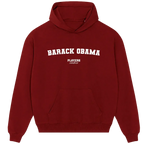 Barack Obama hoodie – red men's hoodie with white Barack Obama letters and Players Couture logo on the chest