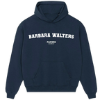 Barbara Walters hoodie – navy men's hoodie with white Barbara Walters letters and Players Couture logo on the chest
