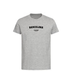 Barcelona t-shirt – grey kids' t-shirt with black Barcelona letters and Players Couture logo on the chest
