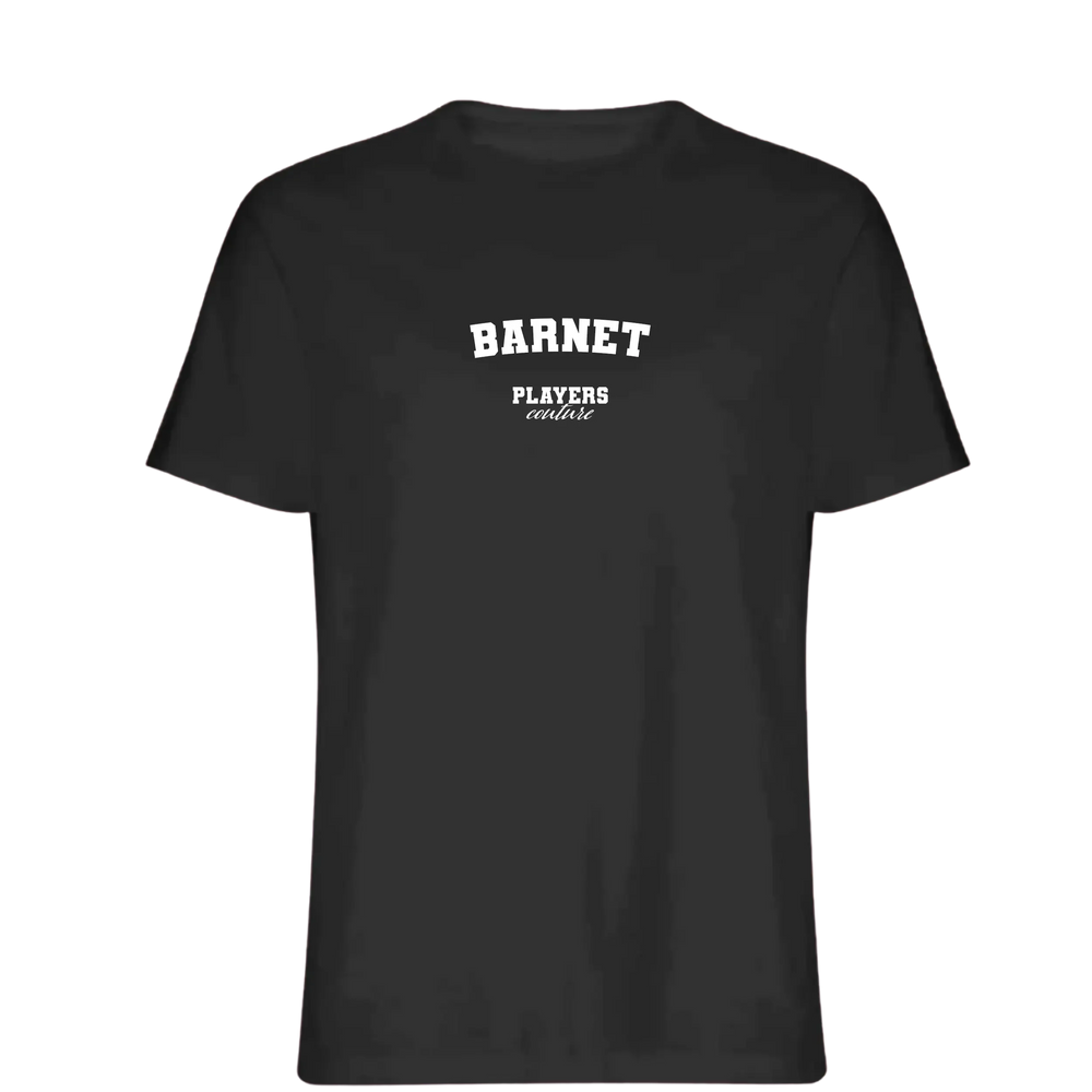 Barnet t-shirt – black men's t-shirt with white Barnet letters and Players Couture logo on the chest