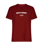 Bath Rugby t-shirt – red men's t-shirt with white Bath Rugby letters and Players Couture logo on the chest